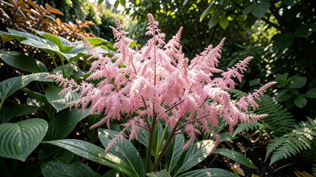 Astilbes with Feathery Pink Plumes