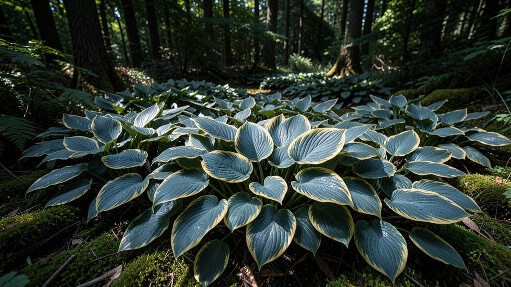 Hostas with Blue and Gold Variegation