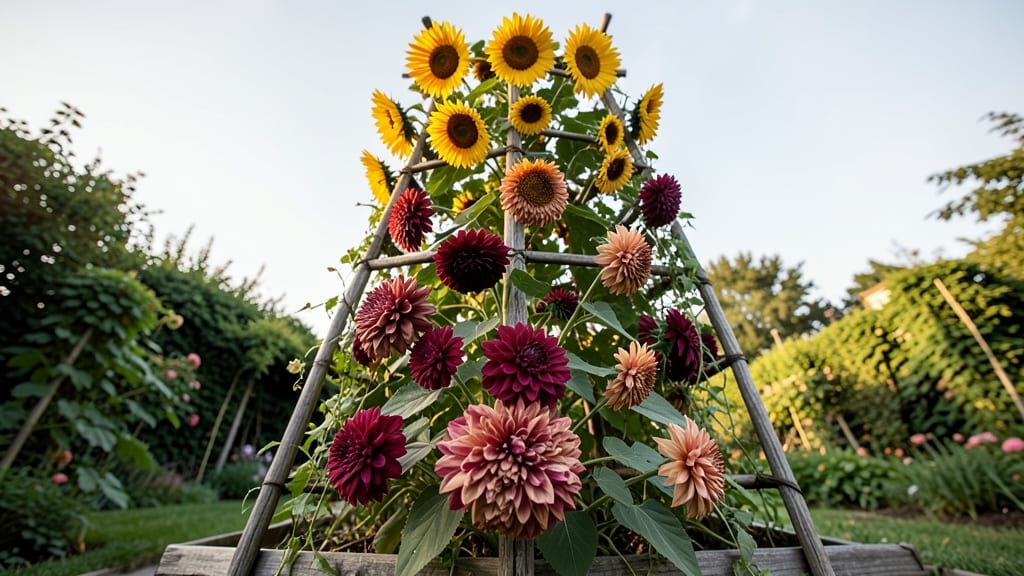 Sunflower and Dahlia Vertical Display