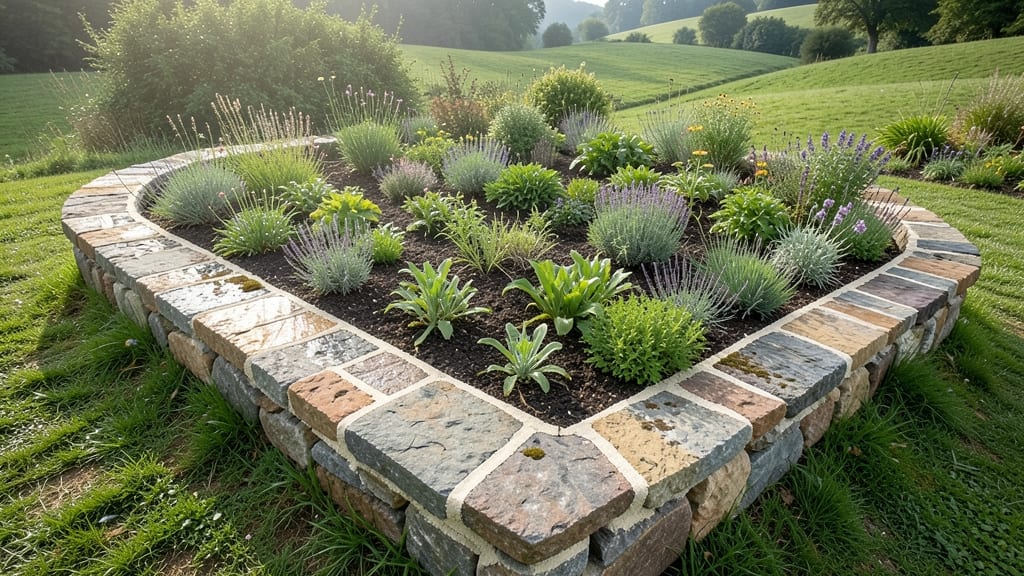 Natural Stone Edging with Mortar