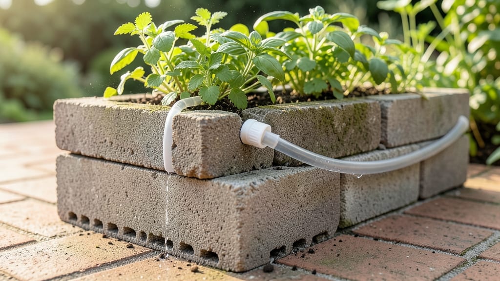 Cinder Block Planter with Built-in Irrigation