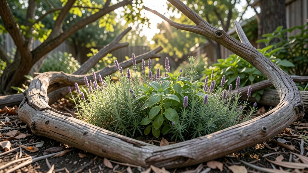 Log Or Branch Circles For Herb Gardens
