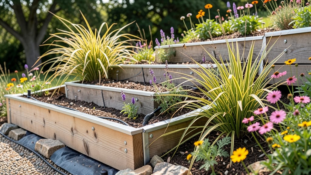 Tiered Raised Garden Beds On Slope: Gravity-Defying Terraced Planting System