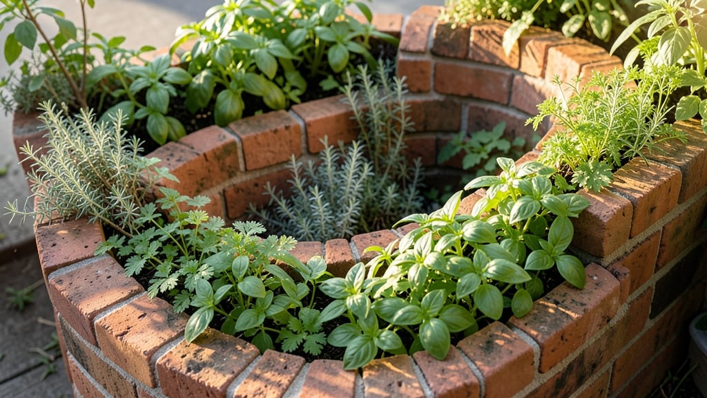 Spiral Brick Herb Garden For Vertical Growth