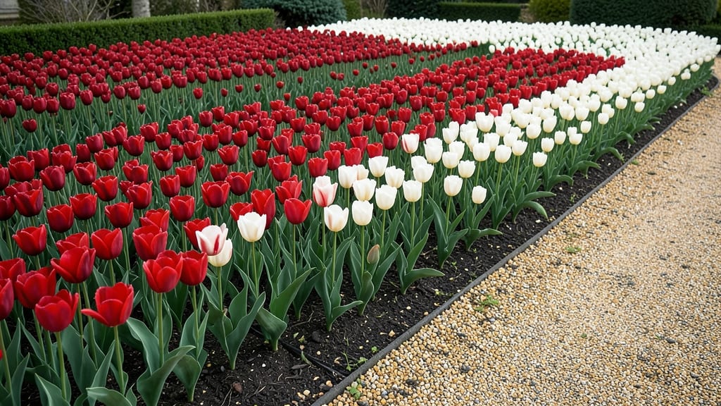 Classic Red And White Striped Tulip Border