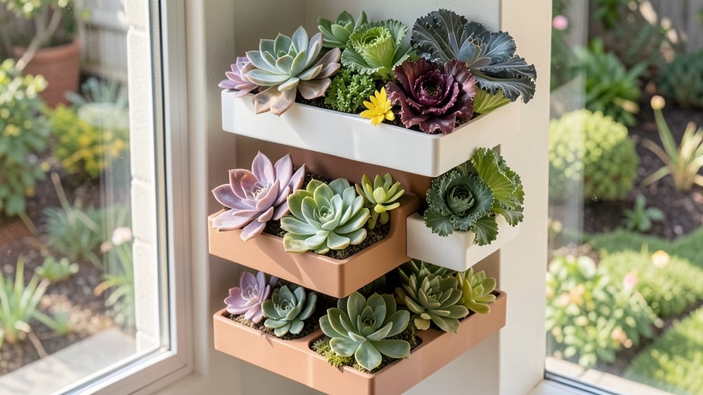 Vertical Wall Planter with Succulent and Flower Mix