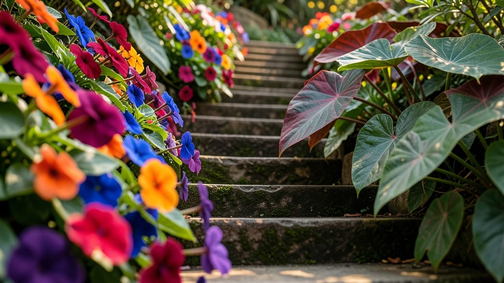 Impatiens and Caladium Staircase