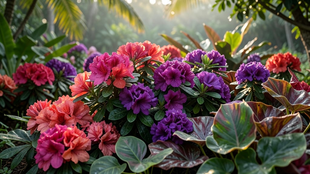 Multi-Tone Azaleas With Caladiums