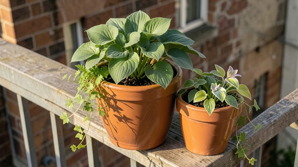 Hostas in Terracotta Pot Arrangements