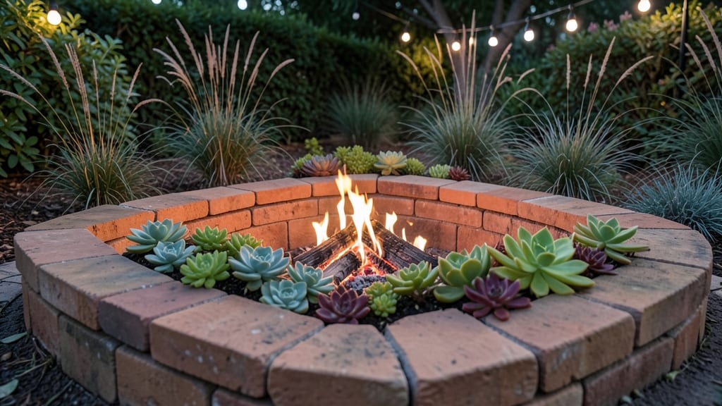 Brick Fire Pit Surround With Hidden Planters