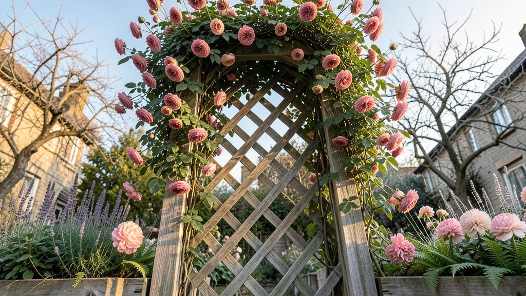Lattice Trellis With Climbing Roses