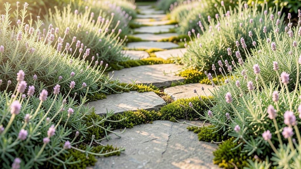 Stone Pathway Edging Flowers