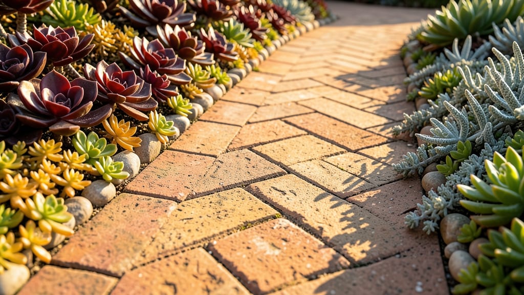 Brick Pathway With Integrated Succulent Beds