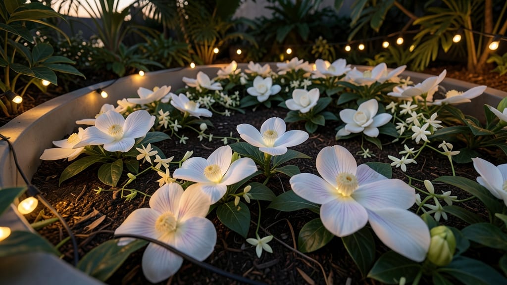 Tropical Moon Garden with Night-Blooming Flowers