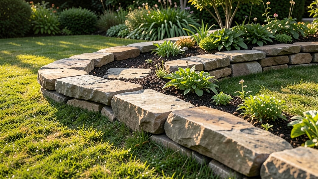 Curved Stone Border Raised Garden