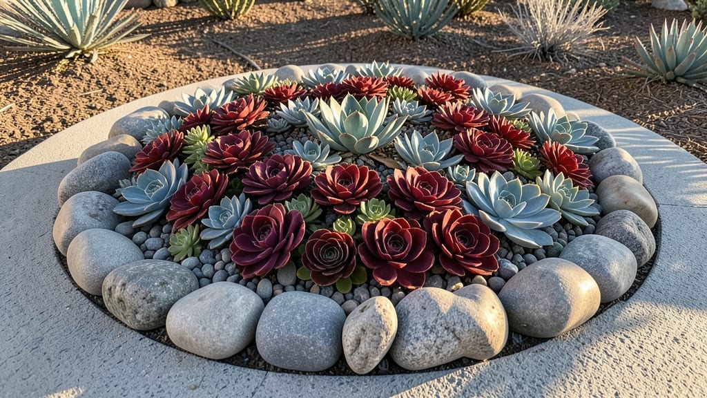 Rock Garden with Succulent Center