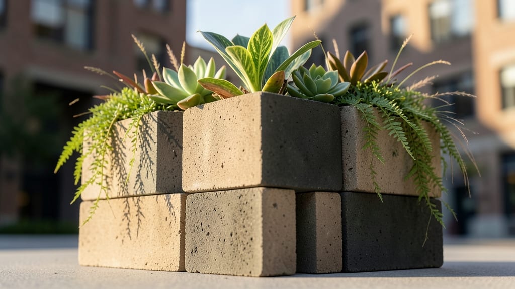 Geometric Cinder Block Planter for Modern Gardens