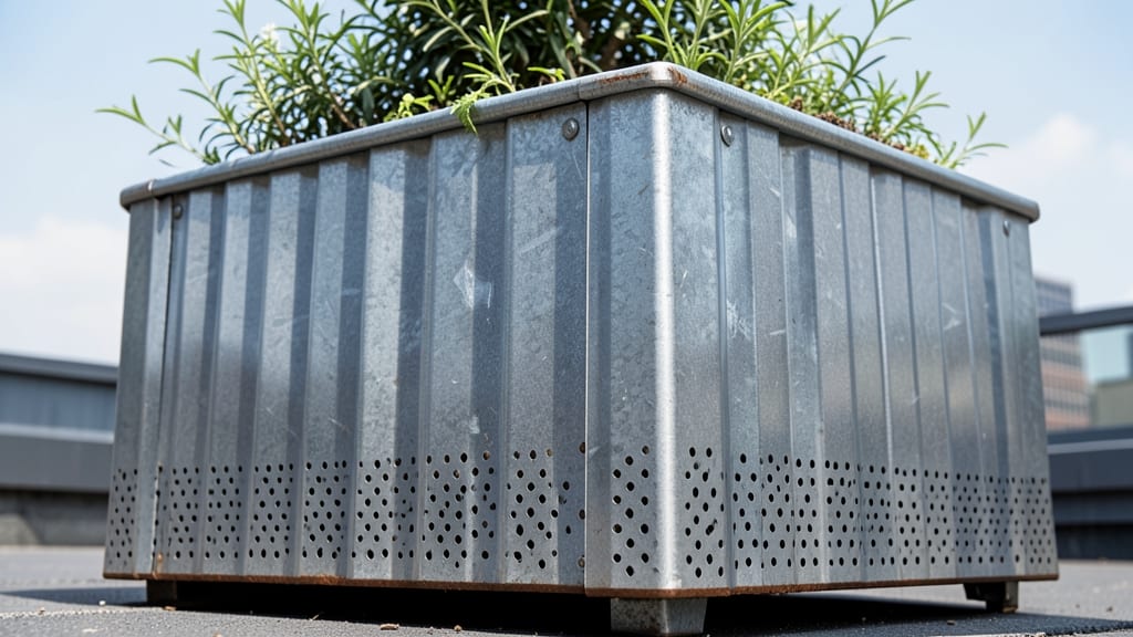 Galvanized Steel Planters With Perforated Base
