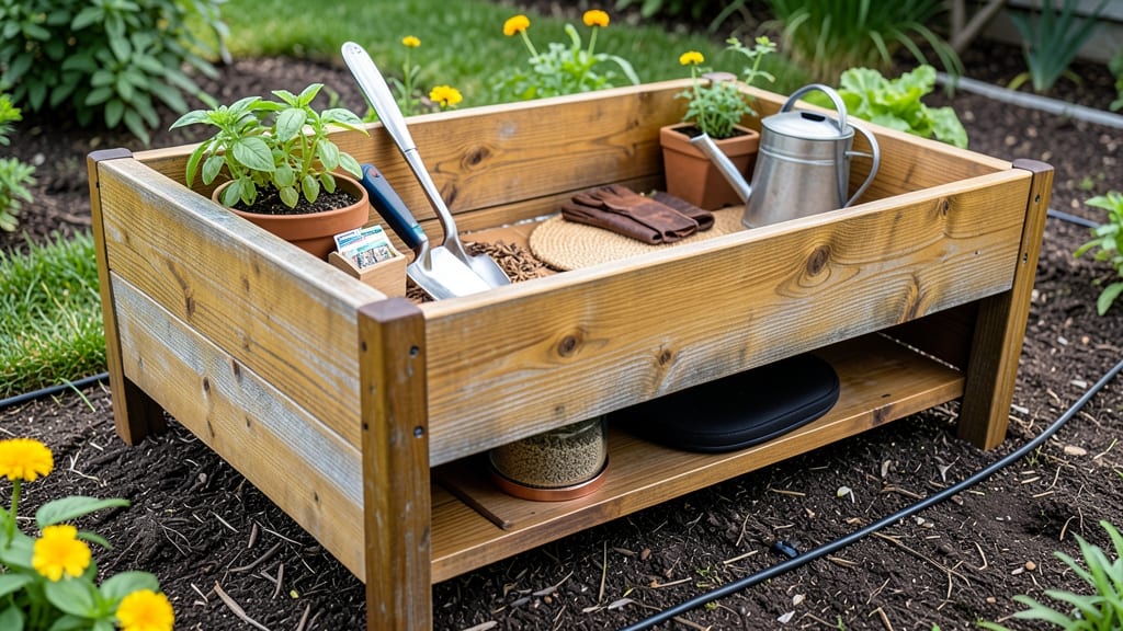 Raised Bed With Storage: Modular Design for Weed-Free Planting and Tool Access