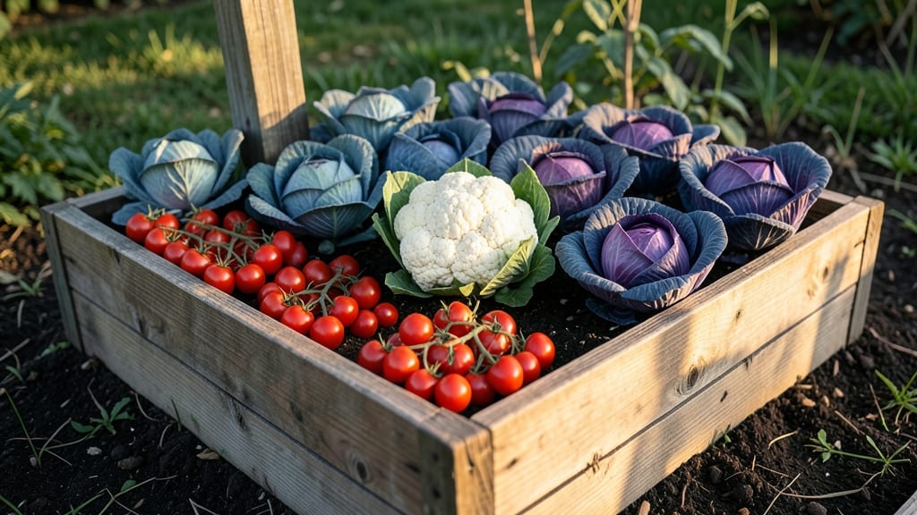 Raised Bed with Patriotic Vegetables