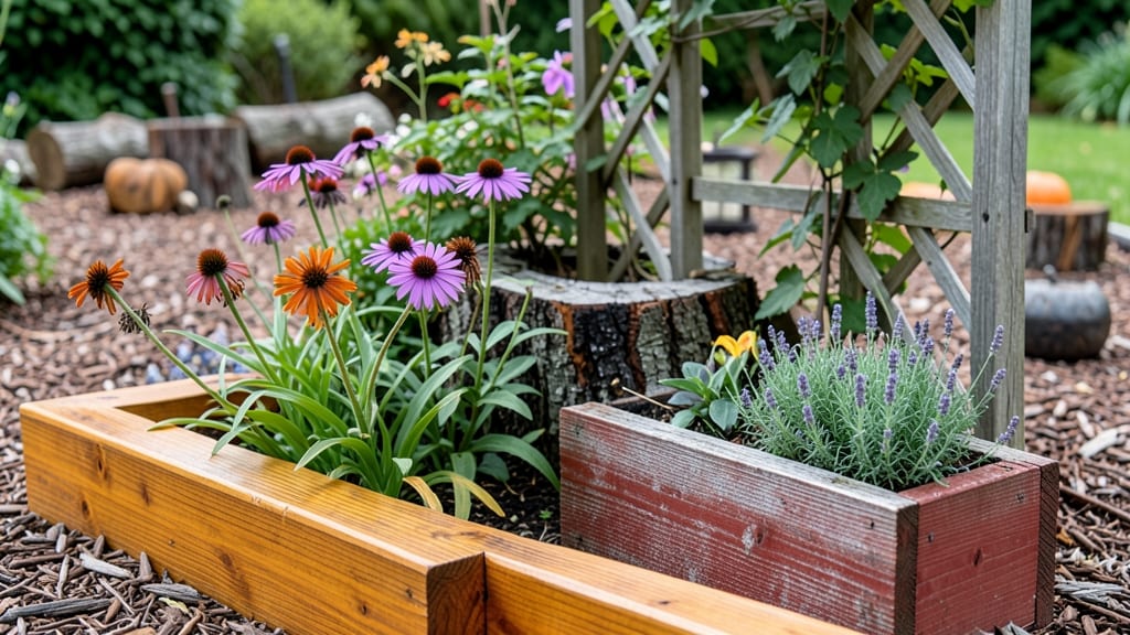 Landscape Timber Flower Bed Designs: Rustic Charm With Built-In Planter Frames