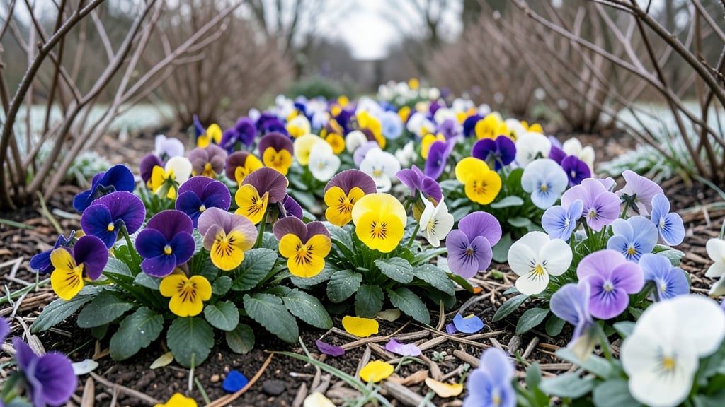 Colorful Pansy and Violas Mix