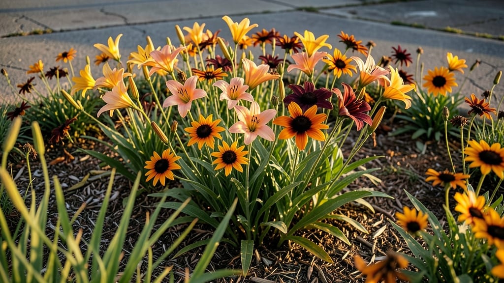 Tough Perennial Daylilies and Black-Eyed Susans