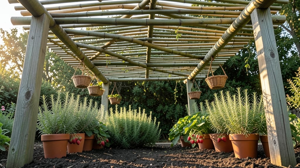 DIY Pergola with Bamboo Slats