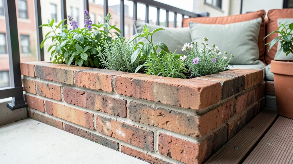 Raised Brick Planter Boxes With Built-In Seating