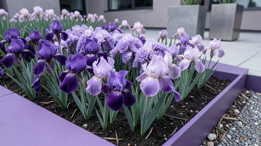 Monochromatic Purple Iris Border Beds