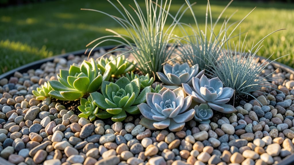 Drought-Tolerant Succulent and Gravel Bed