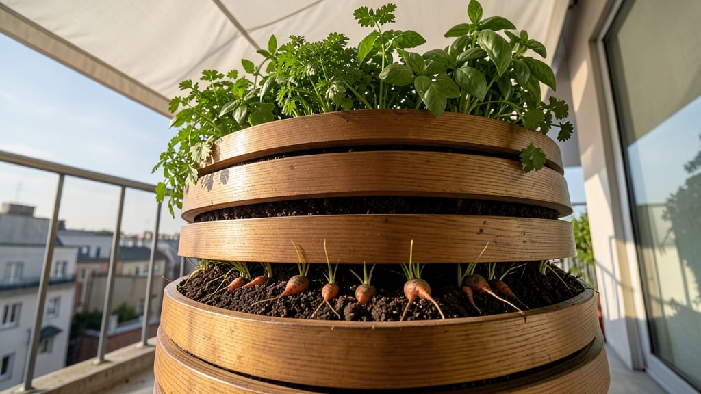 Raised Wooden Circle Planter with Tiered Levels