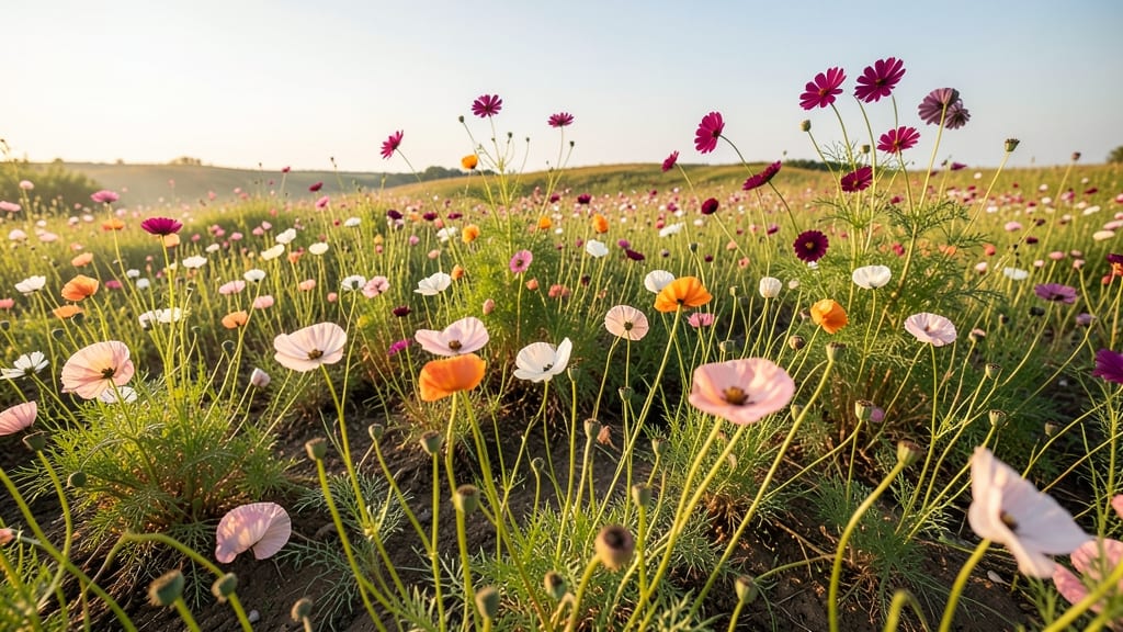Self-Seeding Annual Meadow With Poppies And Cosmos