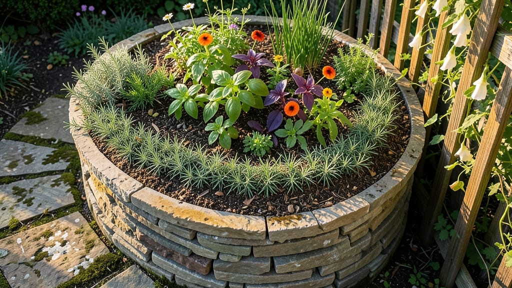 Vertical Herb Spiral for Edible Landscaping