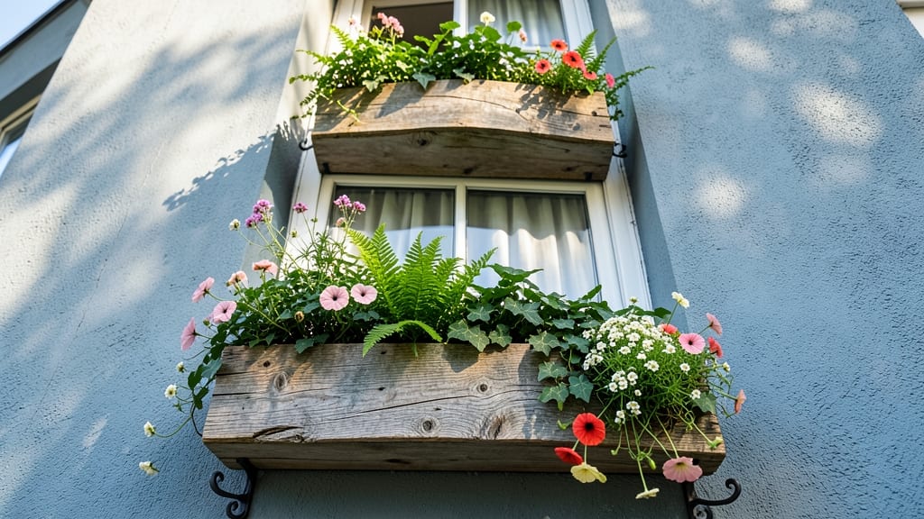 Tiered Window Box Planters with Spillover Flowers